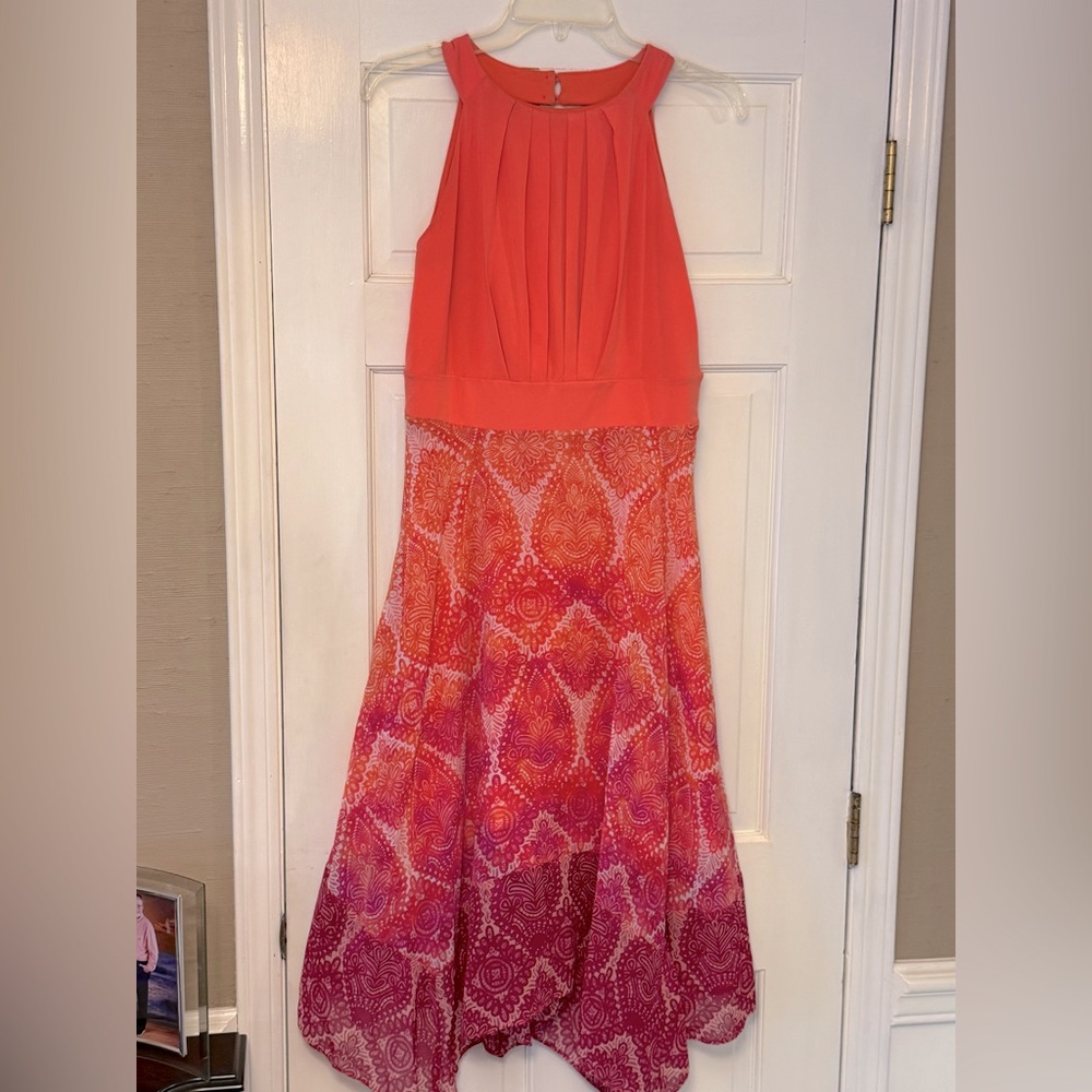 Studio I Pink and Orange Halter Midi Dress